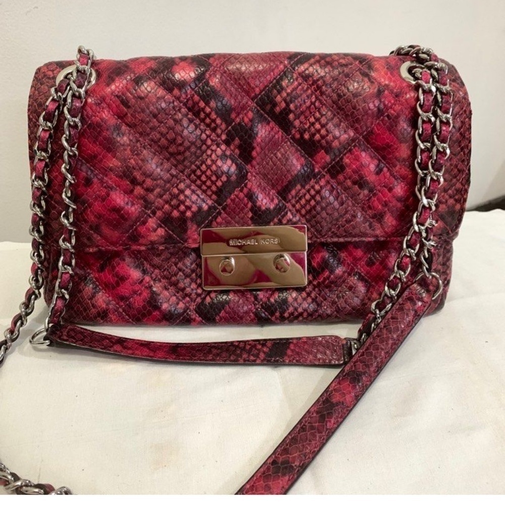 Michael Kors Pink Python Embossed Leather Sloan S… - image 5